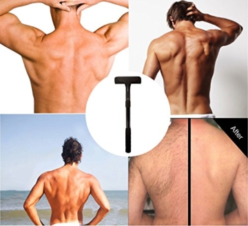 Rückenrasierer mit 2 Ersatzklingen- Rückenhaare selber entfernen mit langem Griff - Behaarten Rücken rasieren mit extrabreiter Klinge 14.4 Zoll bis zu 19.5 Zoll verstellbar– Gründliche Rückenenthaarung durch hochwertige Edelstahl Rasierklingen (Verstellbarer Rückenrasierer) - 3
