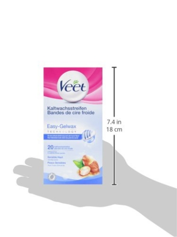 Veet Kaltwachsstreifen Easy-Gelwax Technology Beine & Körper für sensible Haut, 1er Pack (1 x 20 Stück) - 5